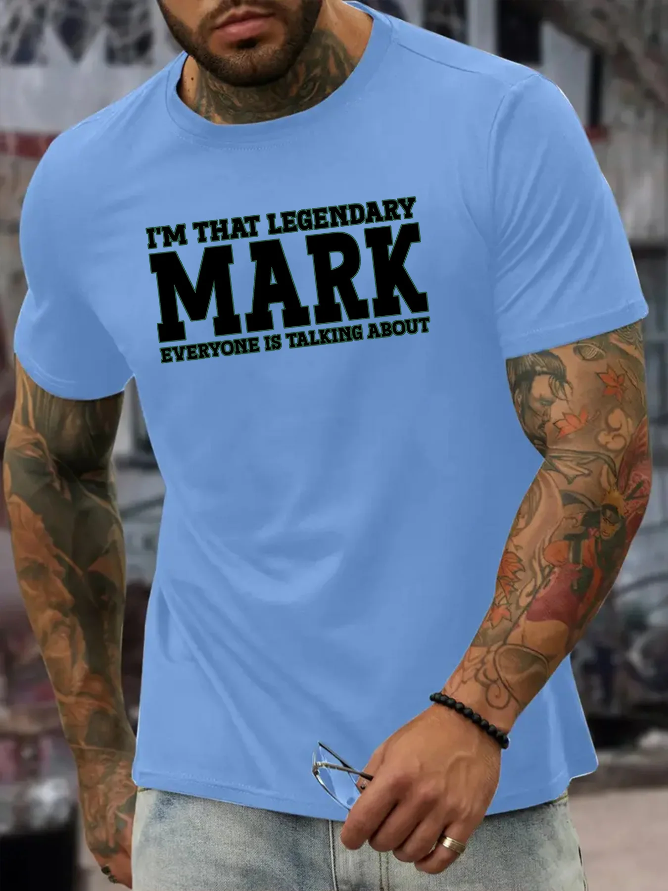 Mens Beige Oversized Cotton Tee Legendary Mark Bold Varsity Letter Slogan Crew Neck Short Sleeve Casual Male Street Loose Top