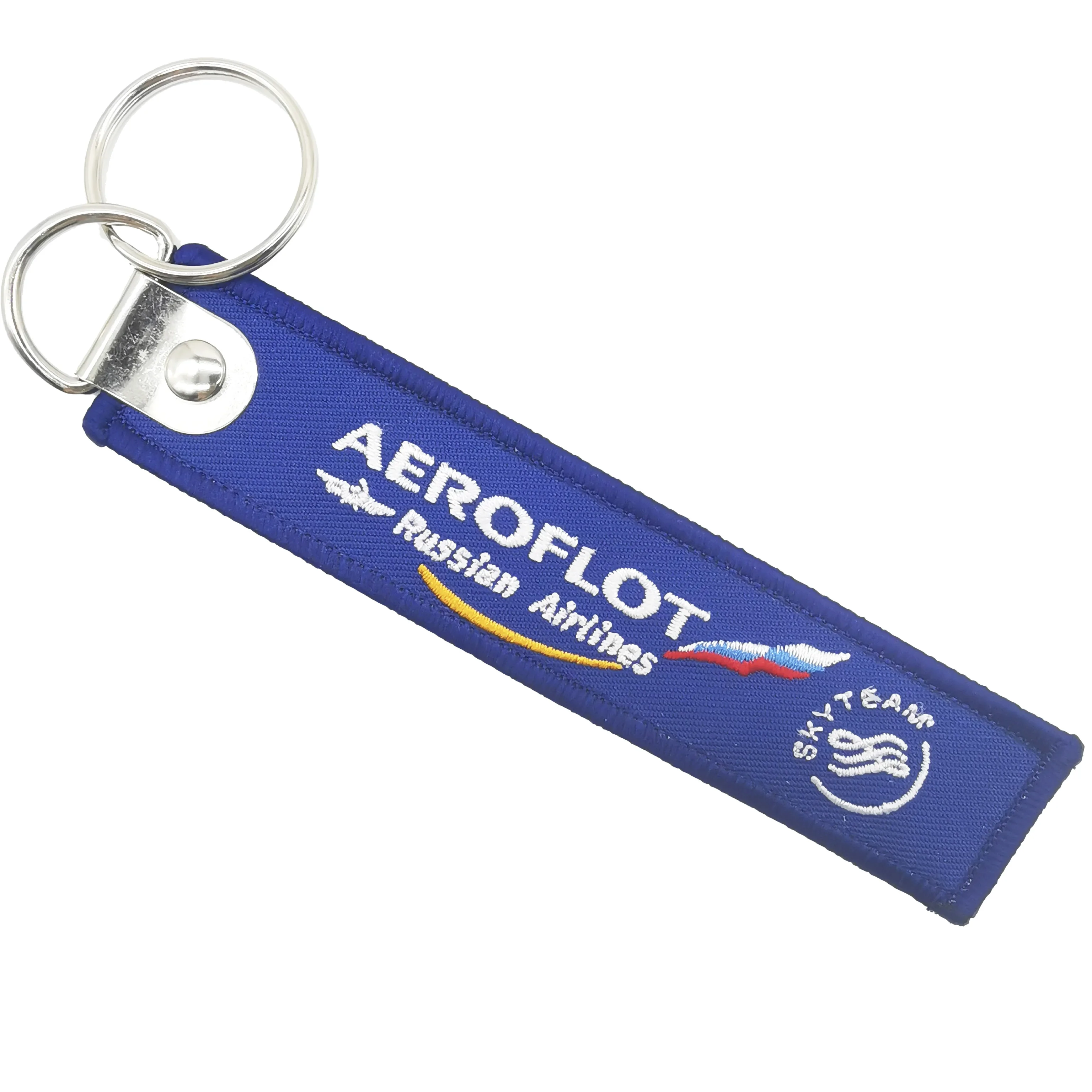 1 PC AEROFLOT Aviation Trinkets Embroidered Keychains Metal Keyring Motorcycle Key Accessories Flight Crew Pilot Aviation Tags