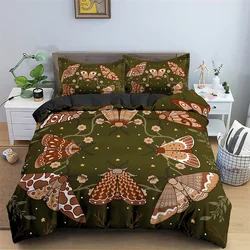 Butterfly Bedding Set Full King Size Hippie Boho Moth Duvet Cover Microfiber Animal Botanical Psychedelic Starry Sky Quilt Cover