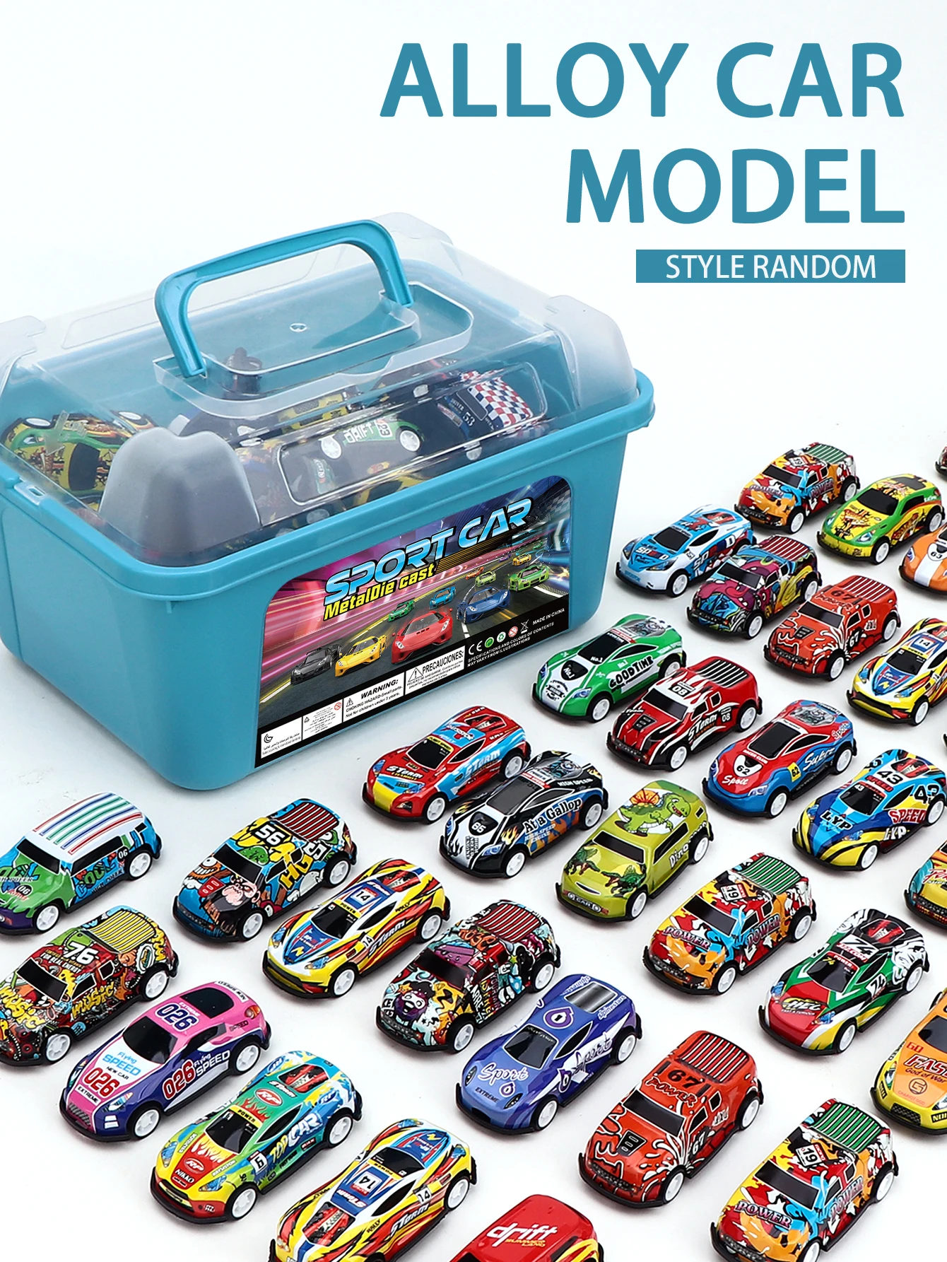 24 قطعة، 36 قطعة، 52 قطعة، هدية لعبة سيارة، لعبة سيارة سباق سبيكة إرجاع للأطفال مع صندوق تخزين