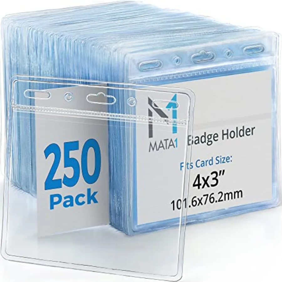 

USA Plastic Extra-Thick Horizontal Card Protector Clear, 4x3 Inch, Pack,Large Size No Zipper ID Name Badge Holder