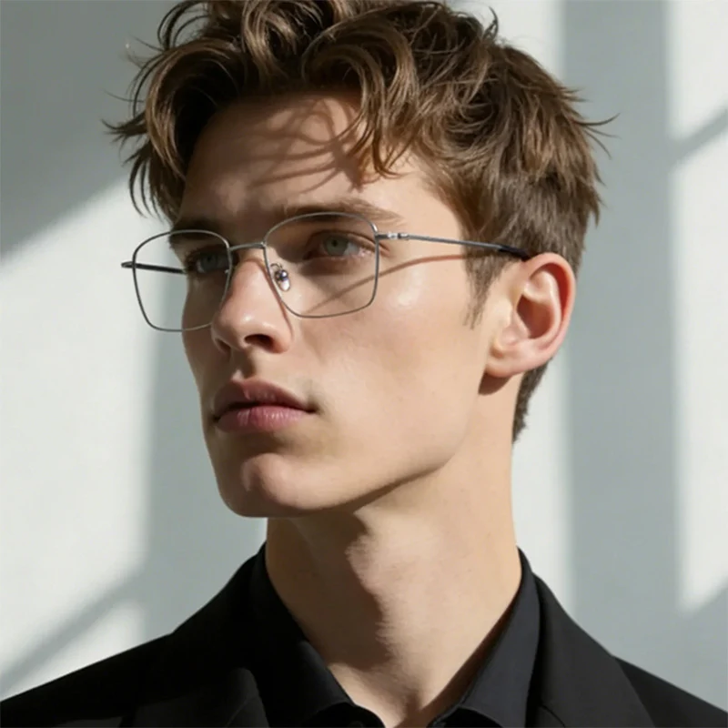 2026 Classic Upgraded Edition Pure Titanium Square Men's Eyeglasses 143mm Ultra Light Business Simple Design Glasses Frame