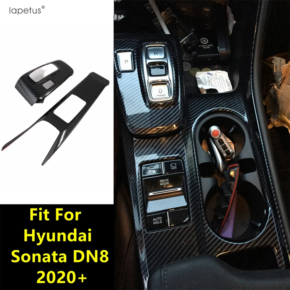 

Central Control Gear Shift Water Cup Holder Panel Cover Trim Carbon Fiber Accessory Interior For Hyundai Sonata DN8 2020 - 2023