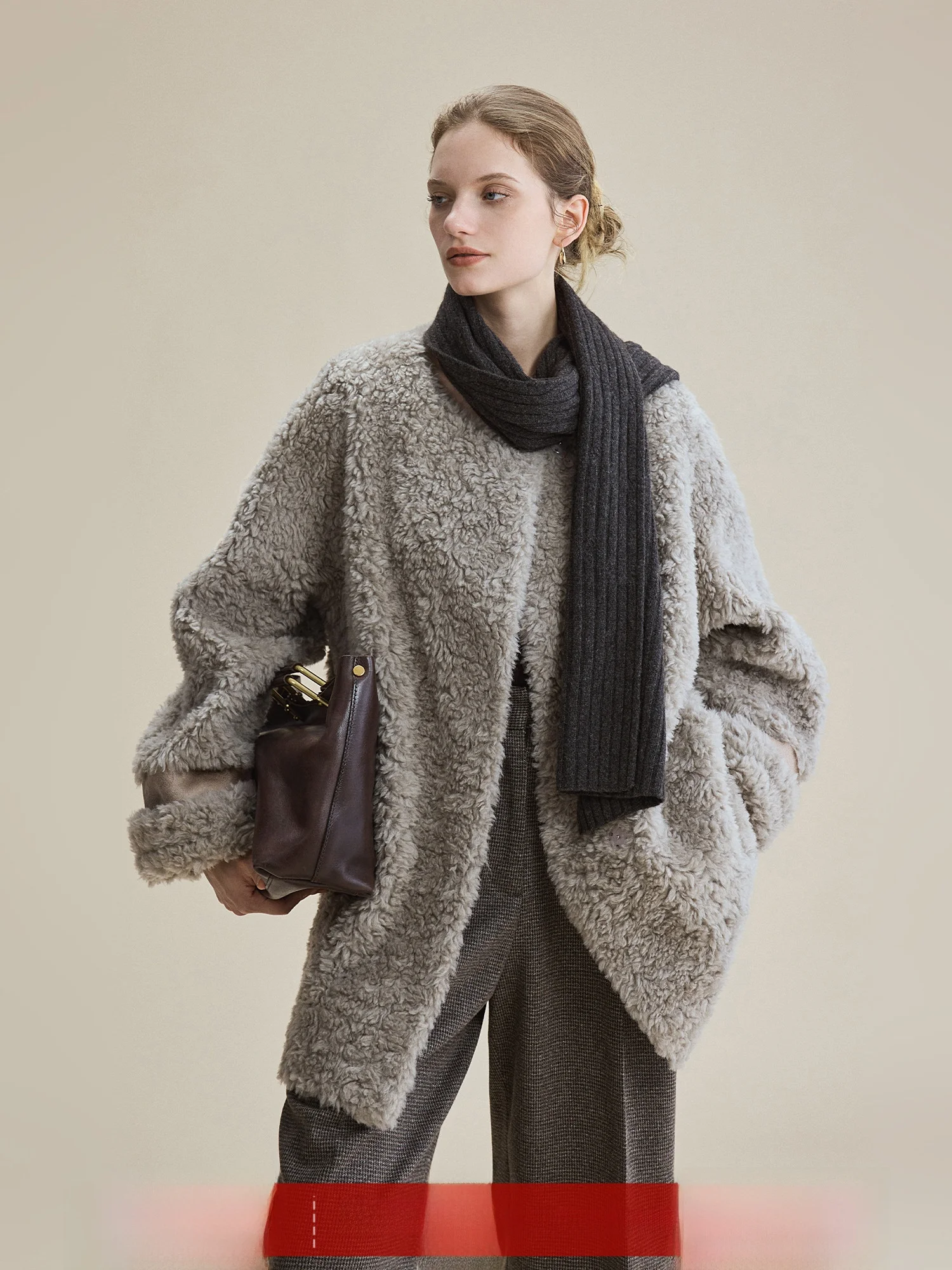 

Warm Woolen Particle Fce Women's Coat Loose Fit Sli Autumn Winter Outerwear Ele Simple Design Online Exclusive