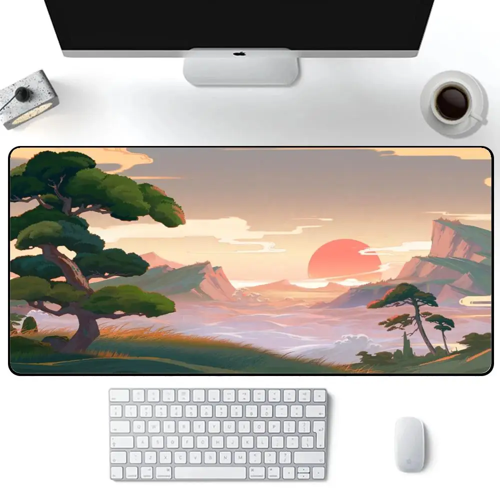 

Anime Sunset Mountain Forest Mouse Pad - Cool Gamer Accessory