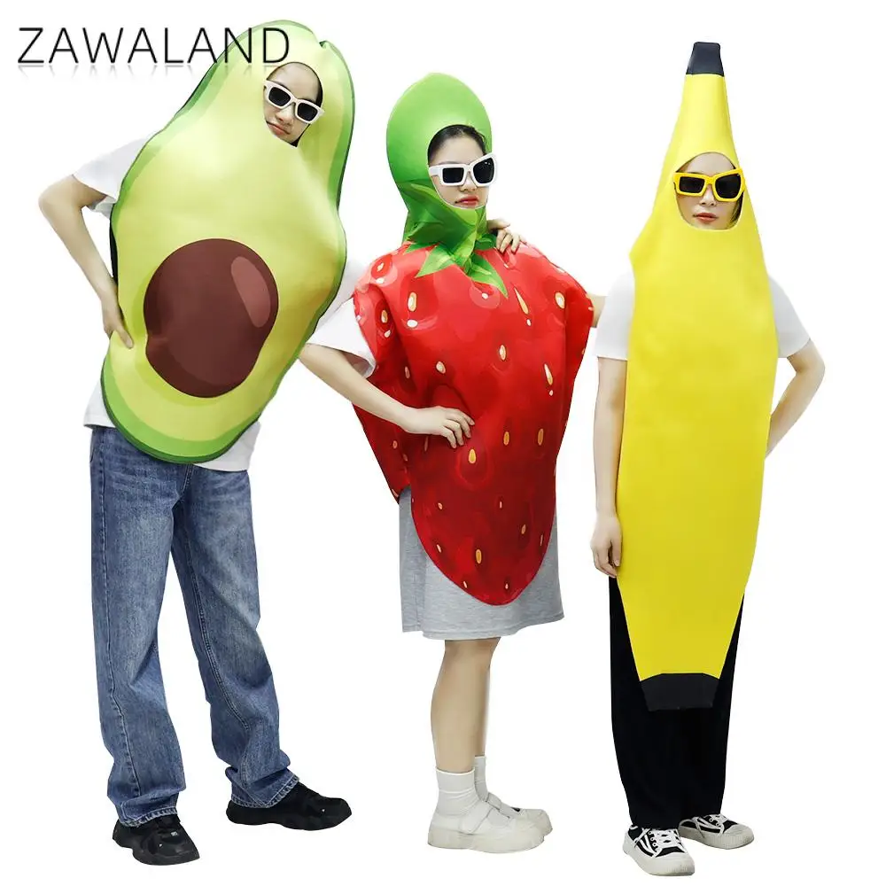 Zawaland Straberry Avocado Banana Costume Carnival Purim Disguisement Suit Adult Fancy Party Clothes Holiday Performance Outfit