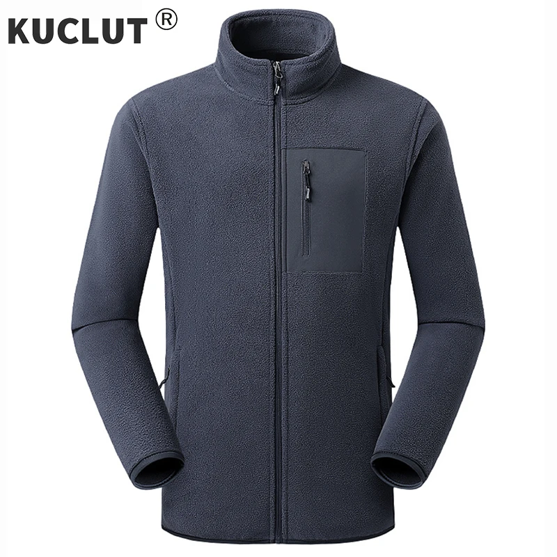 

5XL Mens Full Zip Fleece Jacket Outdoor US Windproof Stand Collar Warm Polar Fleece Tactical Outwear Hiking Safari Ski Work Coat