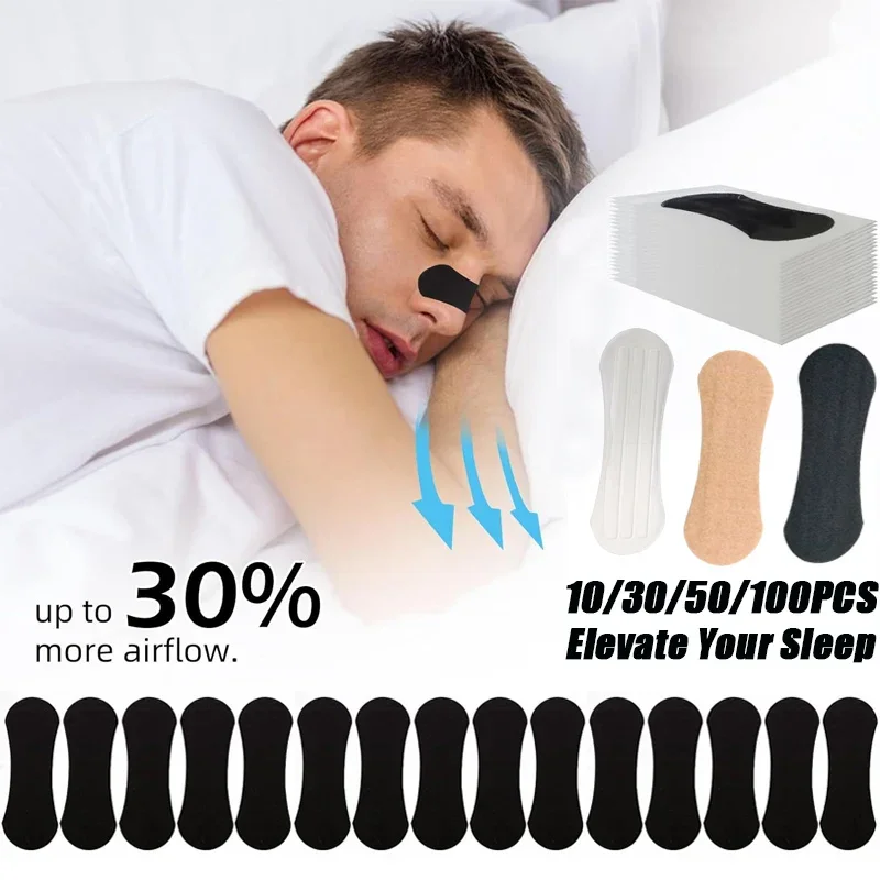 

10/30/50/100Pcs Nasal Strips Portable Breathing Nose Patch Right Way Stop Snoring Sleeping Aid Device Easier Breath All Night