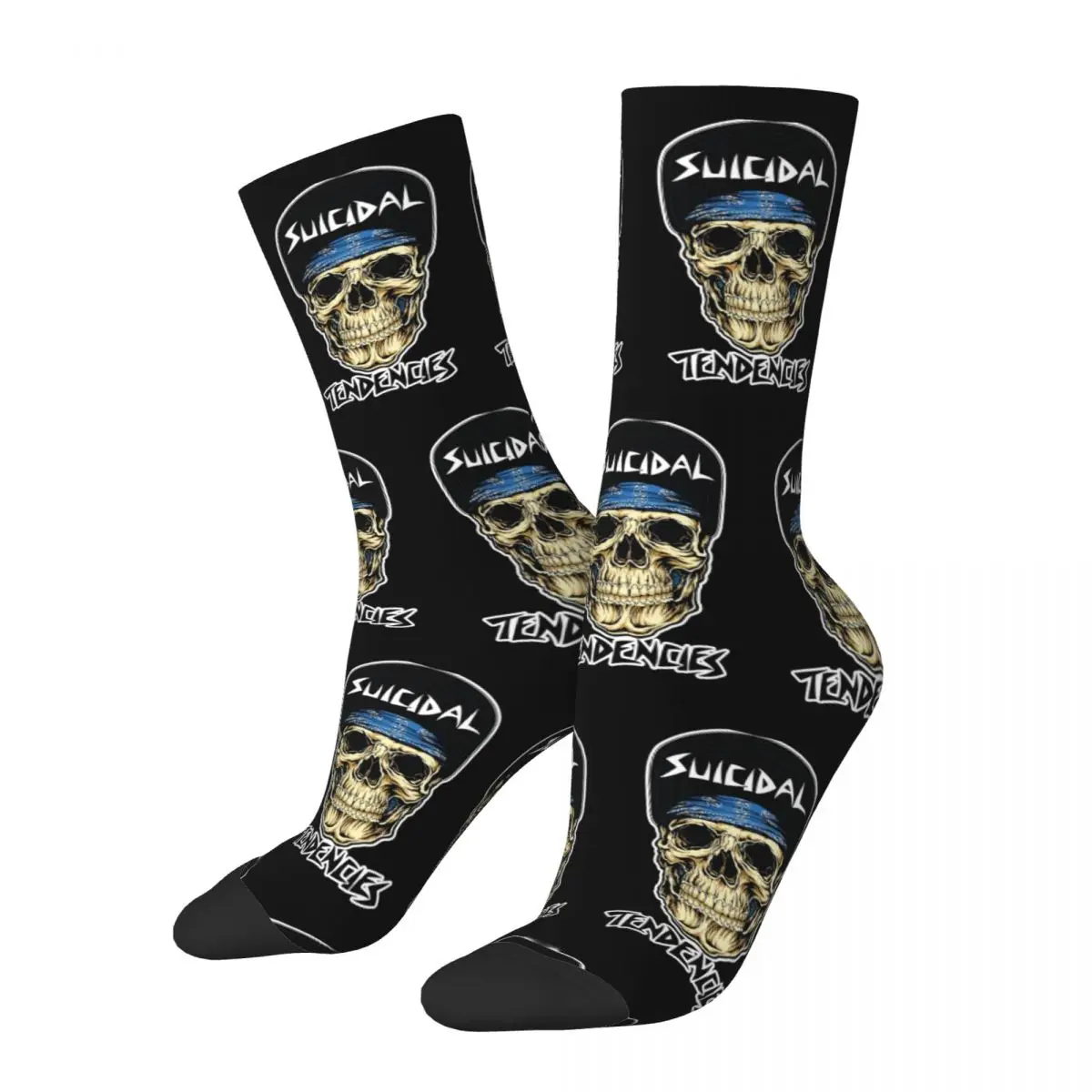 Harajuku Punk Suicidal Tendencies Skull Rock Band Design Theme Sports Socks Product All Seasons Cotton Long Socks Breathable