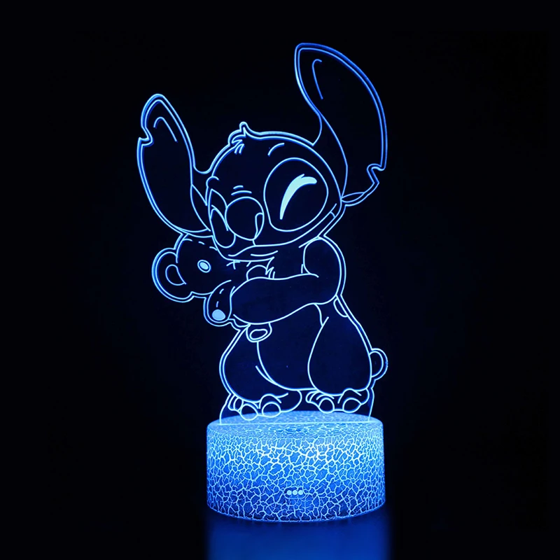 Disney-Lilo e Ponto Figuras de Luz LED para Crianças, Bebê Estrela, USB Toque Colorido, Controle Remoto, 3D Desk Lamp, Night Light, Presente de