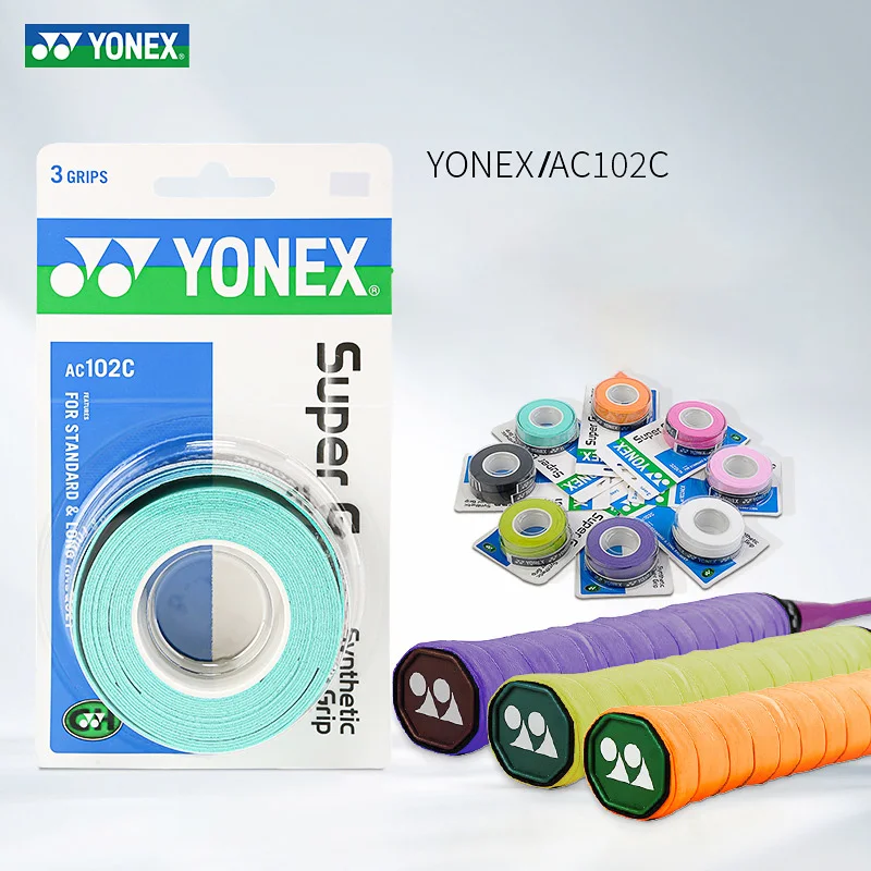 Yonex 3 pacote fita de aperto de raquete anti deslizamento super overgrip absorvente respirável tênis overgrip quilha mão cola cinto antiderrapante