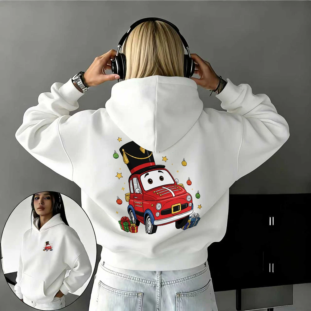 

Осенне-зимняя гоночная приключенческая красная модель автомобиля Disney, рождественский элемент, теплая толстовка с принтом из 100% чистого хлопка Y2k