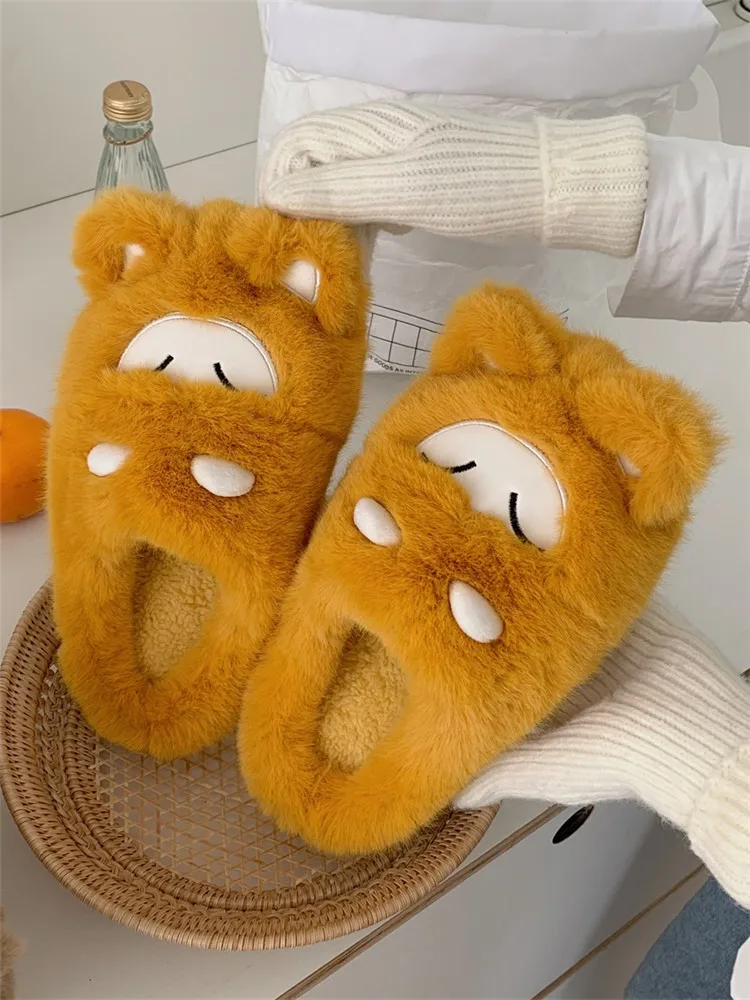 

Animal Slipper Couple Fashion Cartoon Plush Cotton Slippers For Men And Women Winter Non Slip Warm Ins Home Shoes