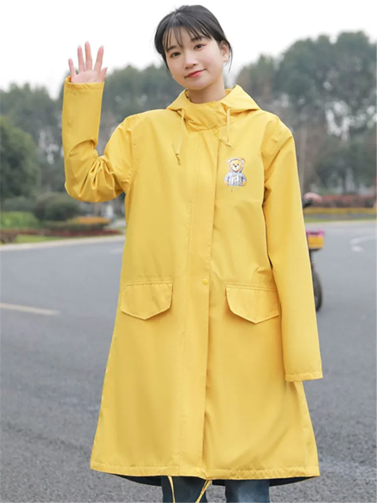 Nylon Yellow Rain Coat for Men and Women, Hiking Poncho, Breathable Long Portable Tour Rainwear, Fashion Jacket