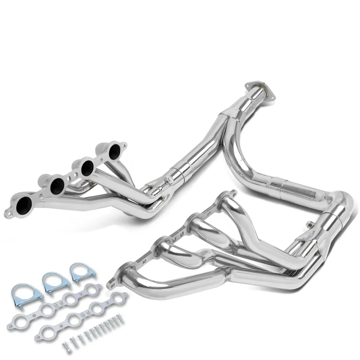 silver Long Tube Exhaust Manifold Header+Y-pipe For 1999-2006 Chevrolet Silverado 1500