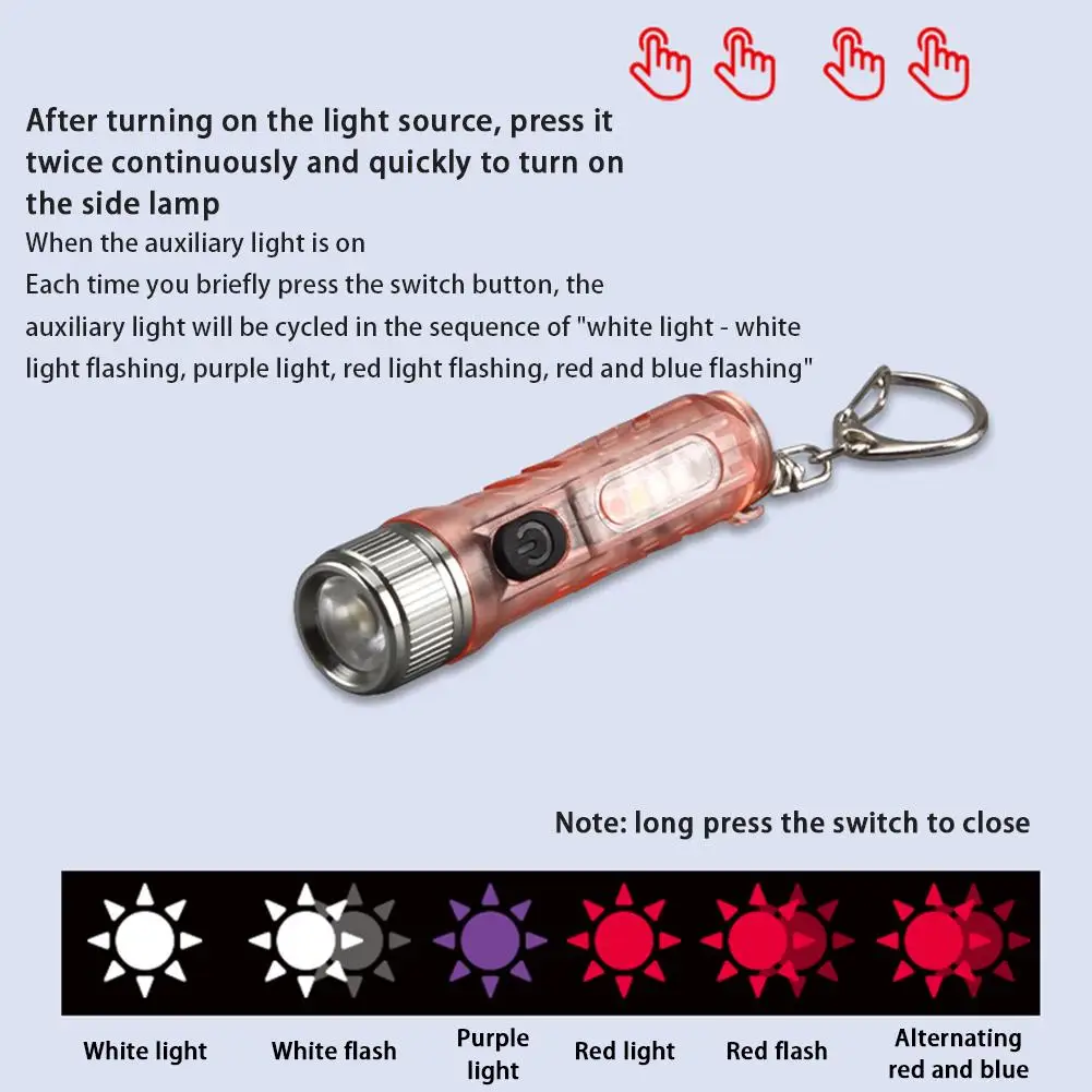 Mini lanterna portátil clip-on, luz forte, carregamento, luz roxa, lâmpada detector de dinheiro, chaveiro ao ar livre, novo, 2023