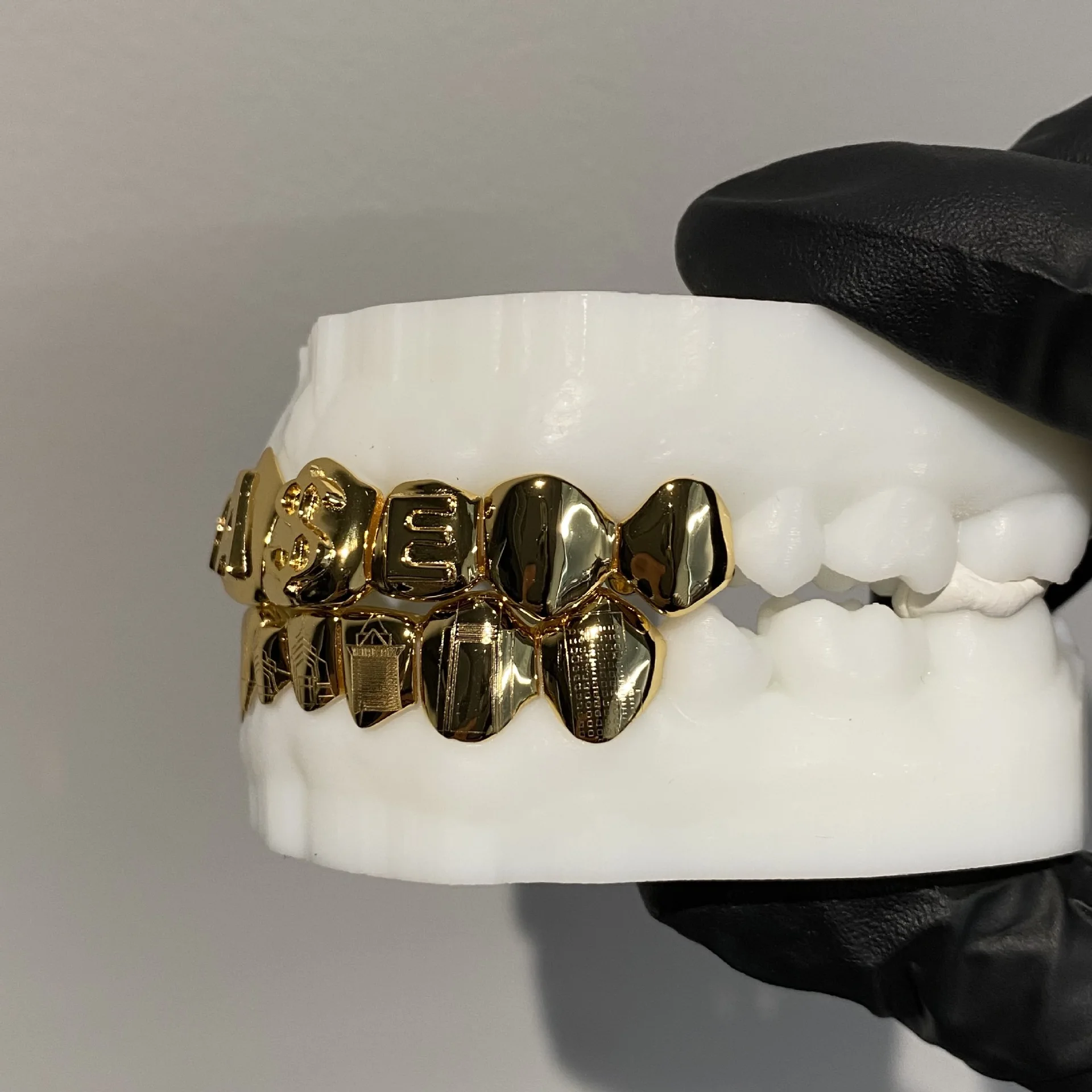 Gold-plated Letter Smooth Grill Top 8 Bottom 8 European And American Cross-border Hot-selling Grillz