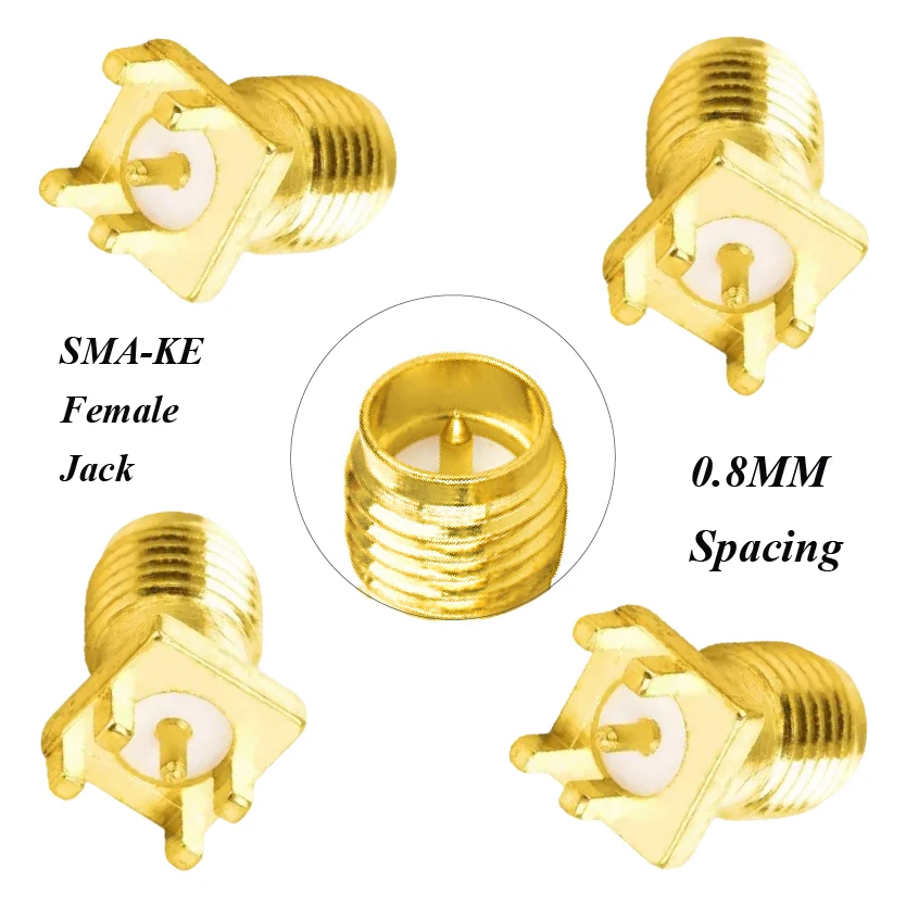

RF Copper Connector SMA-KE SMA PCB Female Jack Soldering 0.8mm Edge PCB Mount