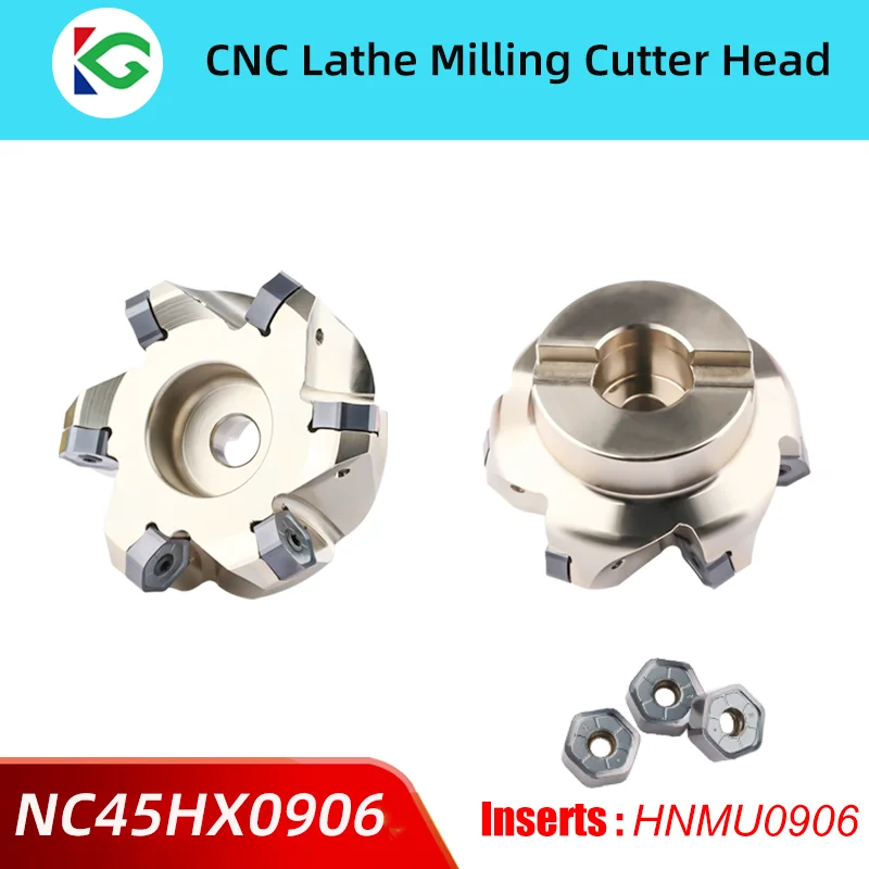 Cabeça de Fresa Facial 45 Graus Disco de Fresa de Alimentação Rápida para Inserção Hngx0906 Dupla Face 12 Flautas Cnc Nc45hx0906