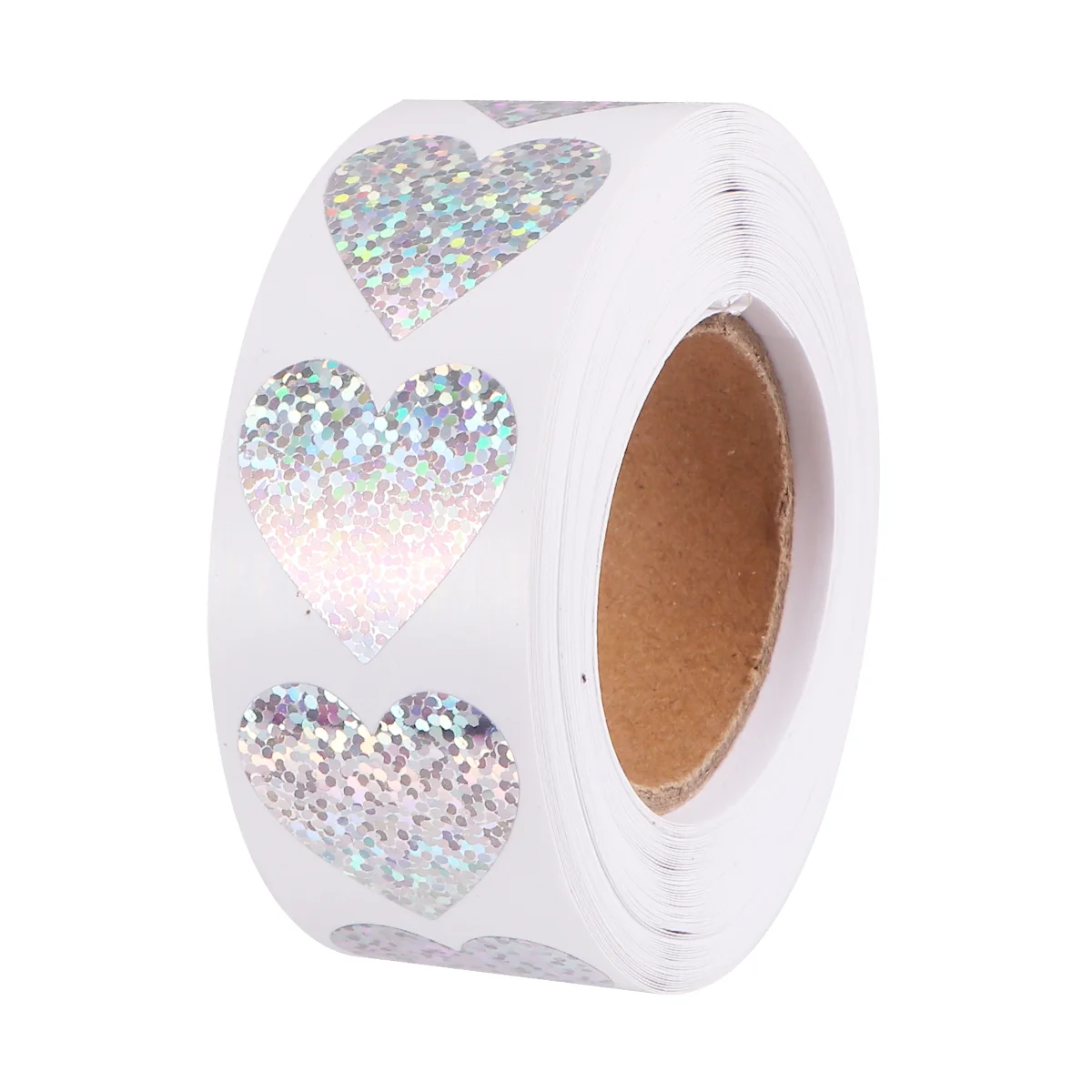 1 Roll of 500PCS Heart Shape Sticker Self-adhesive Gift Labels Sticker Label Decals Creative Roll Label Sticker for Gift Party