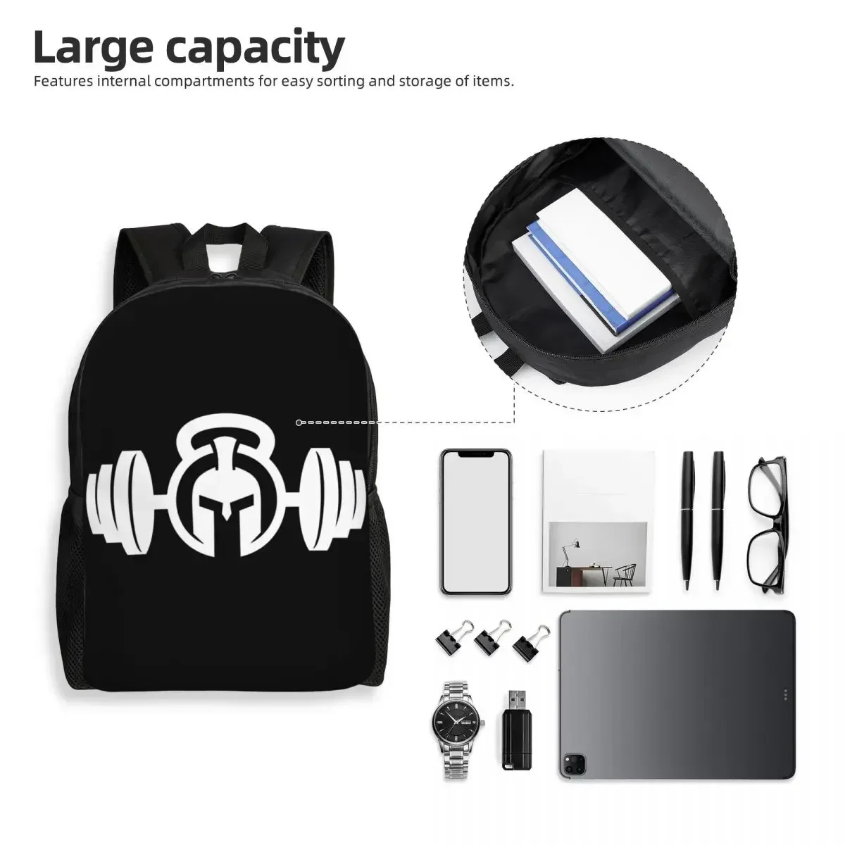 Custom Spartan Gym Logo Backpacks Women Men School College Students Bookbag Fits 15 Inch Laptop Bodybuilding Fitness Muscle Bags