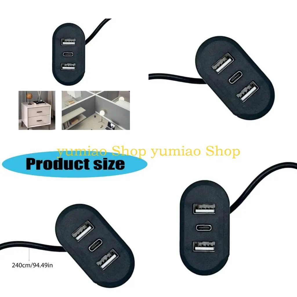 587B デスクトップホール埋め込み USB タイプ C 充電アダプタ 3 で 1 スプリッタラップトップ PC 用