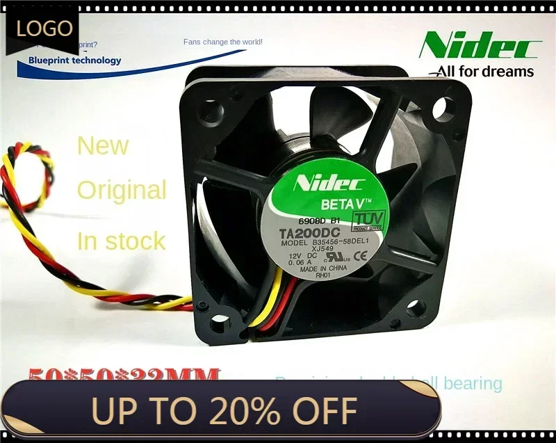 

50*50*32 мм новый Nidec 5032 B35456-58DEL1 12 В двойной шарикоподшипник 5 см вентилятор для сервера Dell