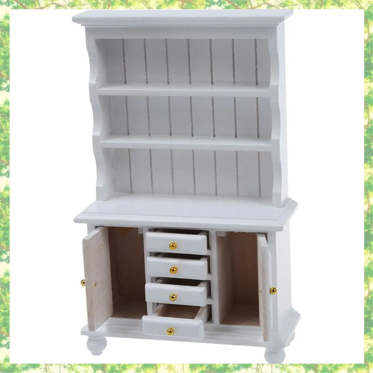 Umweltfreundlich-2X, 1/12 Puppenhaus Miniaturmöbel Multifunktions-Holzschrank Bücherregal Weiß