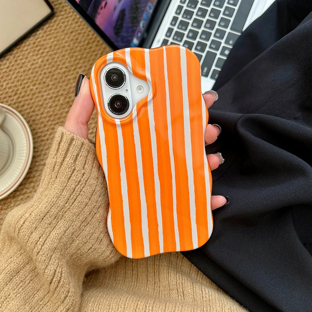 Luxuriöse 2-in-1 Glänzende Zweifarbige Wellenstreifen-Hülle für iPhone 13 14 15 16 17 18 Pro Max mit Farbkollisions-Design und Stoßfestem Schutz – Detail 11