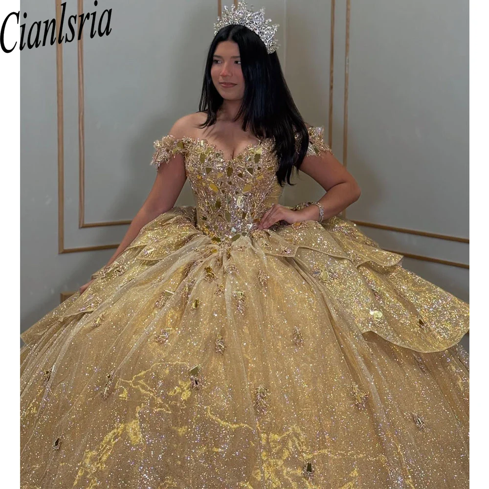 

Luxurious Off the Shoulder Ball Gowns Quinceanera Dress Appliques Ceremony Dress Robe Quinceanera Rouge Customised