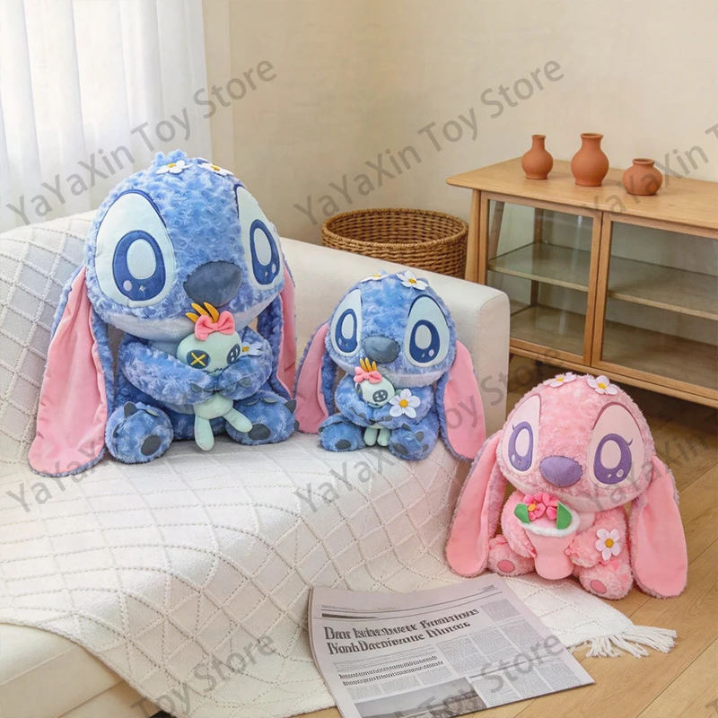 

Плюшевая игрушка Disney Lilo and Stitch «Ангел» с лепестками цветов, большой размер, супермягкая, экспортная, подарок на день рождения для детей