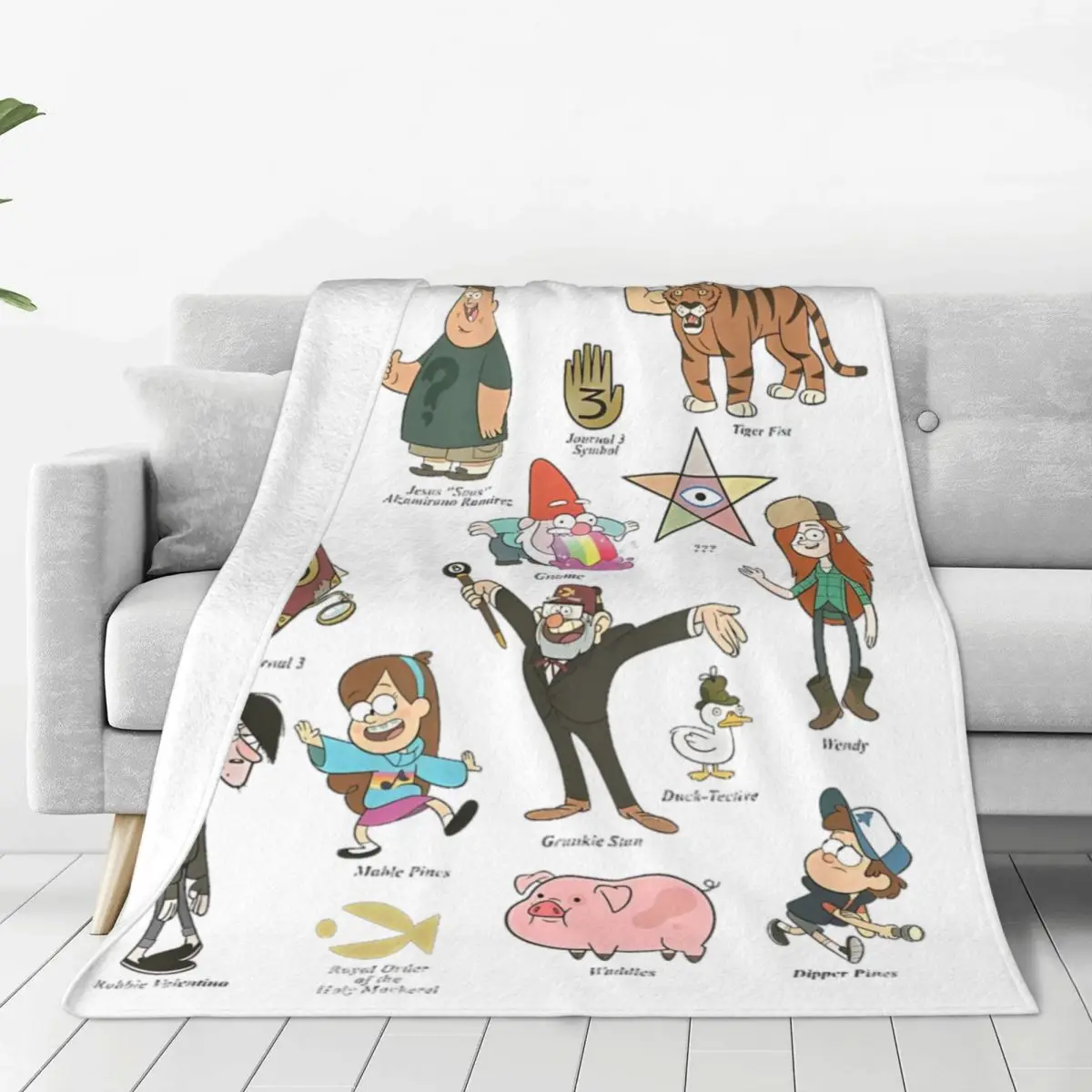 Gravity Falls Character And Mysteries Textbook Fleece Throw Blankets Cartoon Blanket for Bed Office Super Warm Plush Thin Quilt