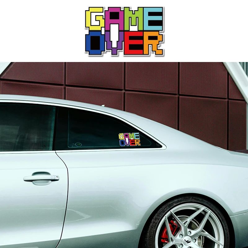 

GAME OVER Car Sticker Pixel Graph Decal Car Body Window Bumper Decorative Sticker Car Accessories Waterproof