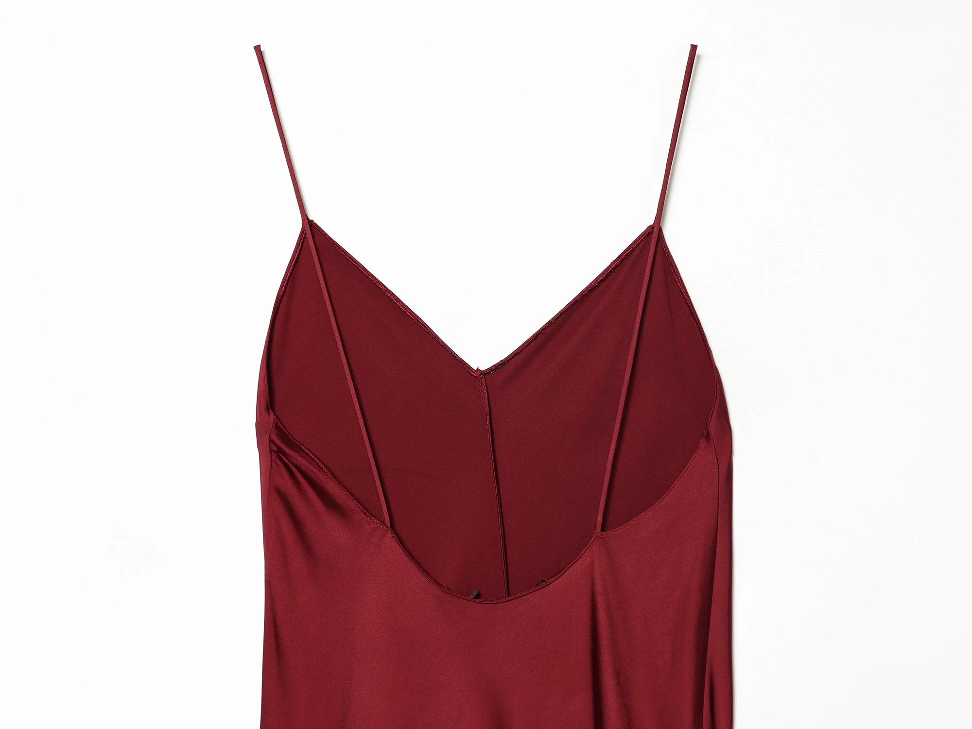 ETJ women's spring new elegant sexy halter skirt droop feel red V-neck slit A-word version of thin shoulder belt halter skirt