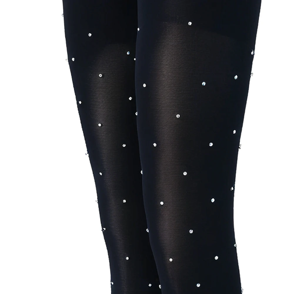 حار بيع حجر الراين جوارب طويلة الدافئة المخملية الأسود لامعة الجوارب للنساء الملابس الداخلية بلينغ لامعة Bodystockings الإناث الملابس الداخلية #5