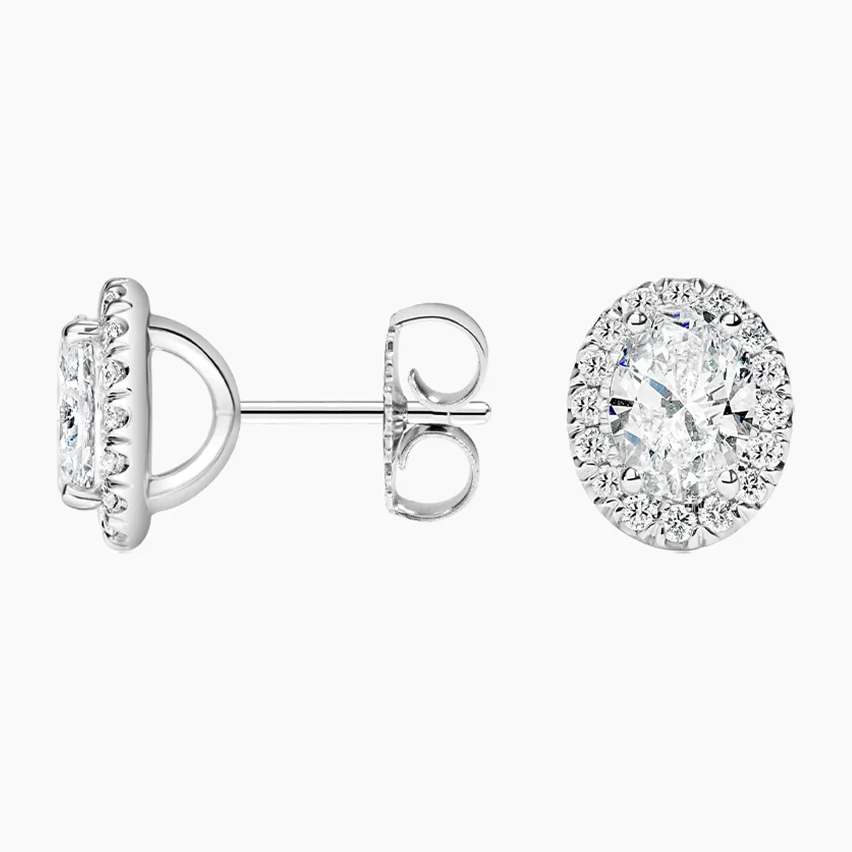 Oval Cut Lab Diamond Earrings Classic Halo Style Lab Created Diamond Stud Earrings 9K/14K/19K Solid Gold Diamond Earrings