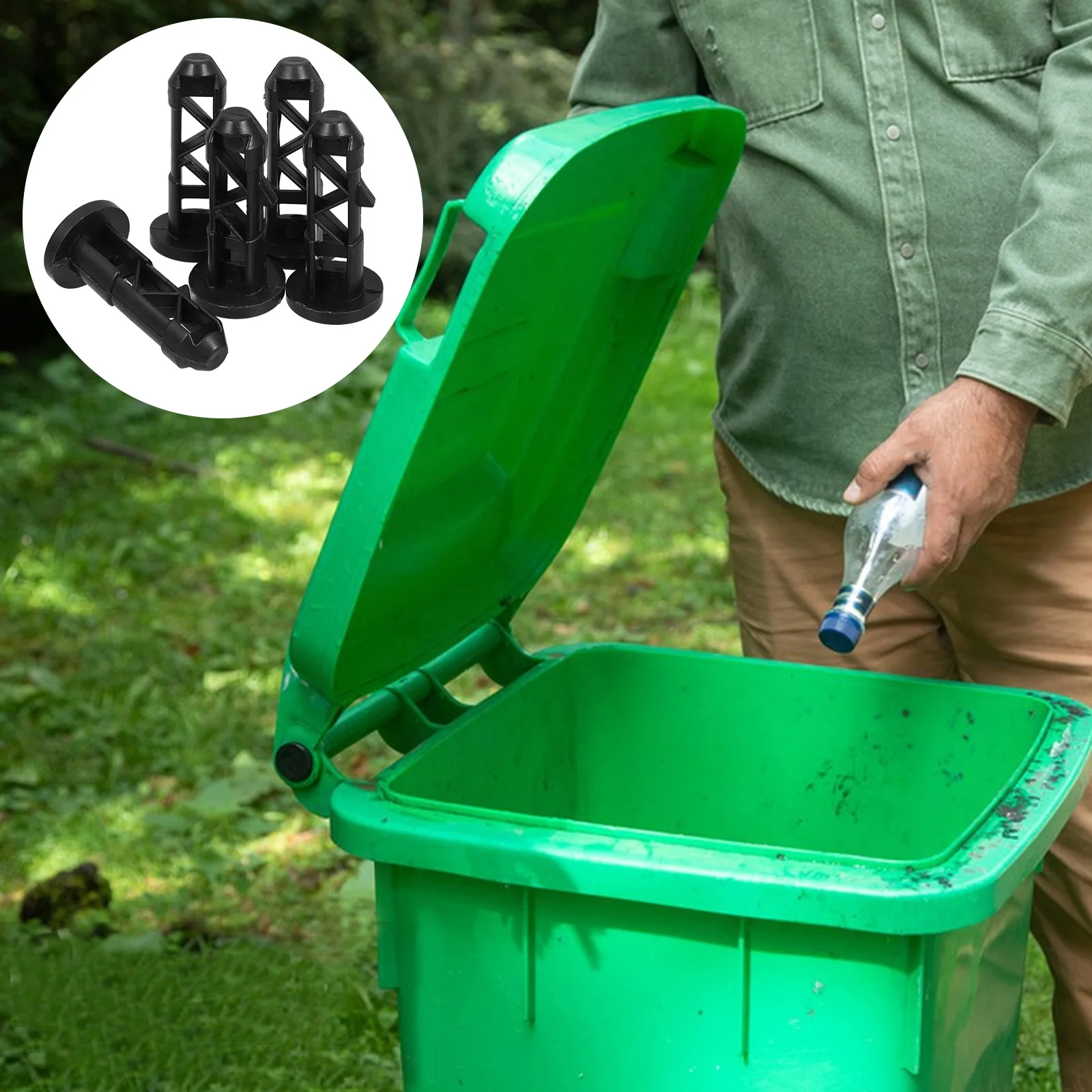 

5 Pcs 240L Trash Can Lid Hinged Plastic Dustbin Cover Connectors Link Bolts Easy Install Outdoor Sanitation