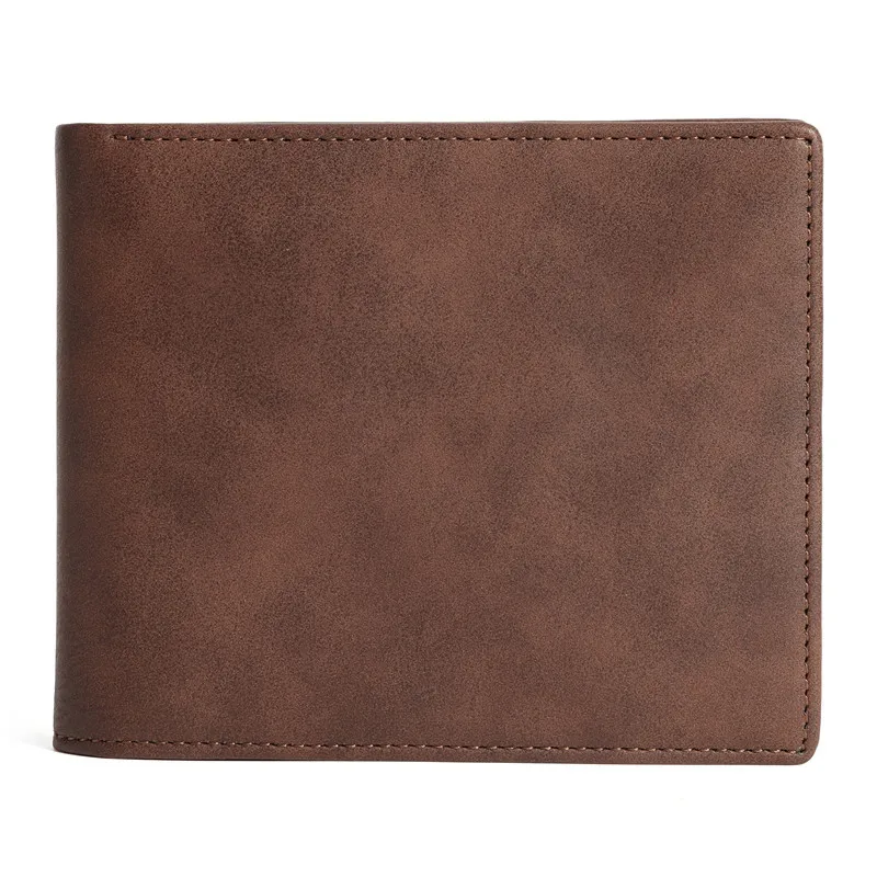 VP Coffee Men's Retro Bifold PU Leather Wallet with Two Fold Laser Engraved Lettering Wallet, Black Casual Thick Card Bag
