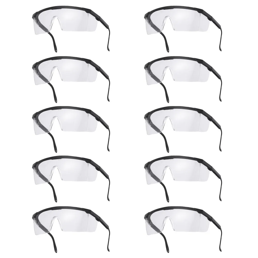 

10Pcs Protective Eye Glasses Droplet Proof Safety Goggles Black Frame Style Dust Wind Proof for Riding Cycling Outdoor