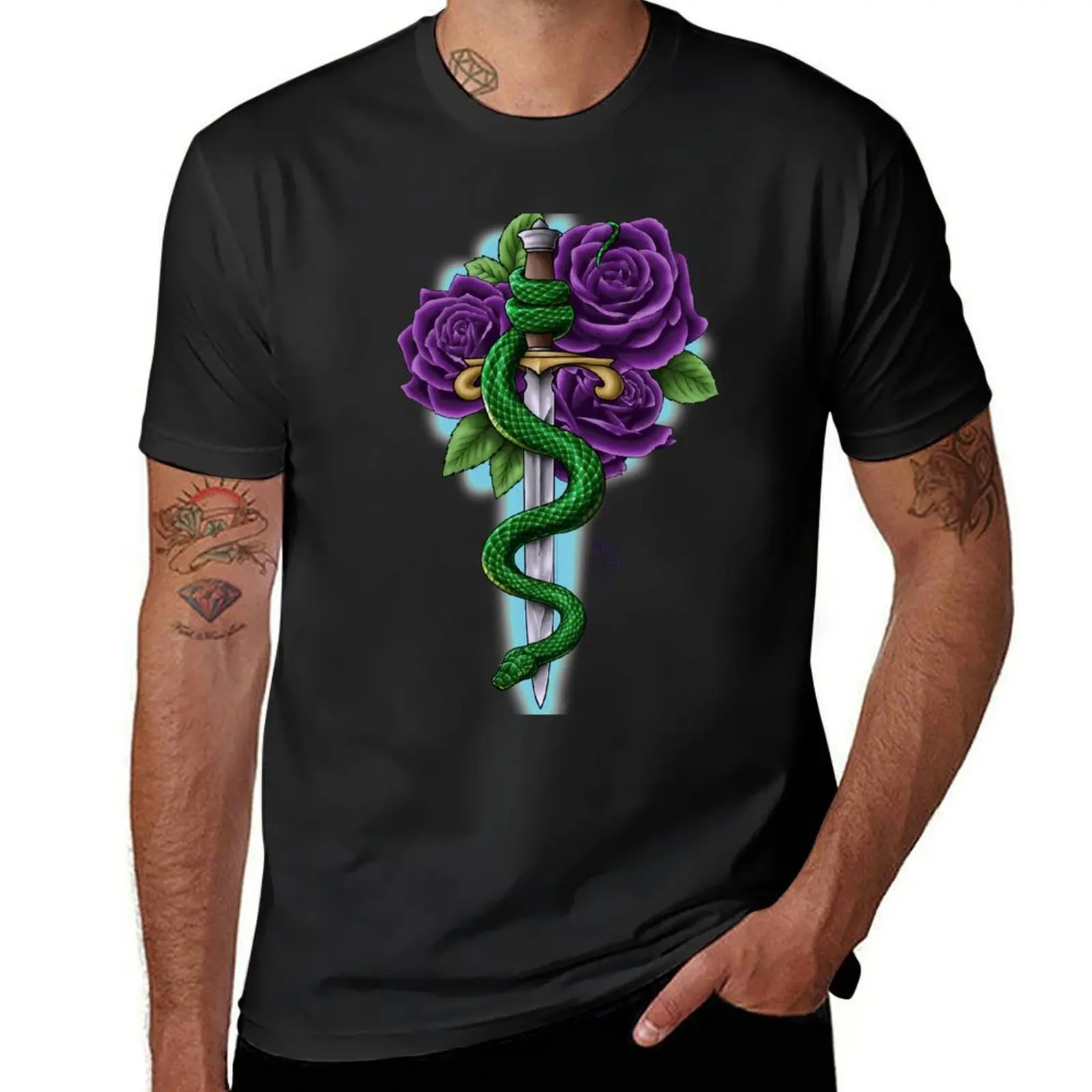 

Floral Snake & Dagger T-Shirt affliction shirts quick drying summer 2025 mens t shirt graphic