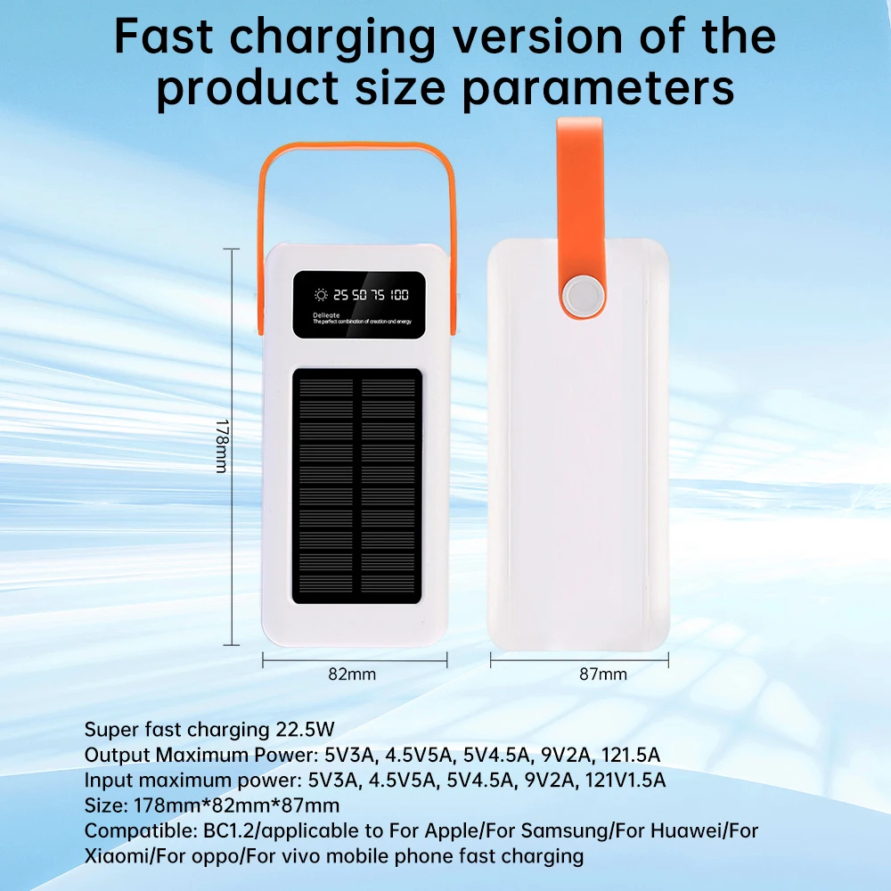 28*18650 Battery Storage Box Solar Chargeing Power Bank Box 22.5W Fast-charging Support PD/QC AFC FCP Protne Portable Light Clip