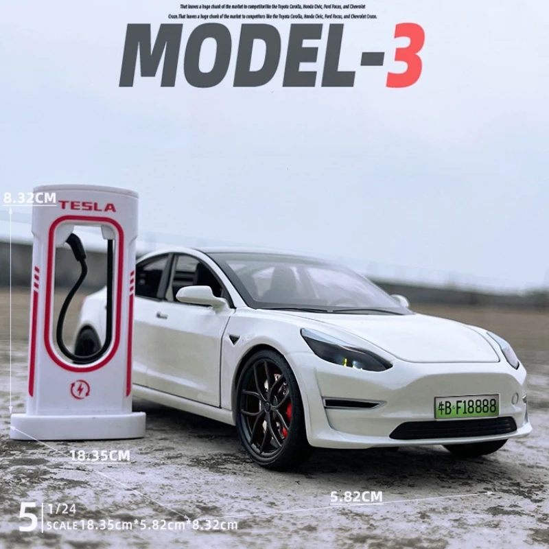 

1:24 Model 3 Alloy Car Model Diecast Metal Toy Vehicles Car Model Simulation Sound and Light Collection Kids Gifts