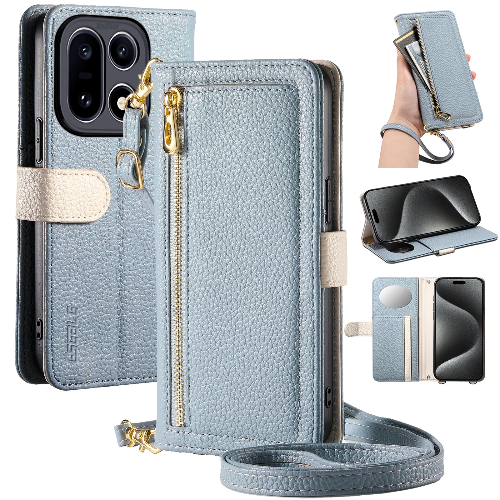 

Женский кожаный чехол через плечо для Oneplus 15 13 1 + 15 5G, откидная крышка-кошелек с отделениями для карт, откидная сумка для телефона, чехол