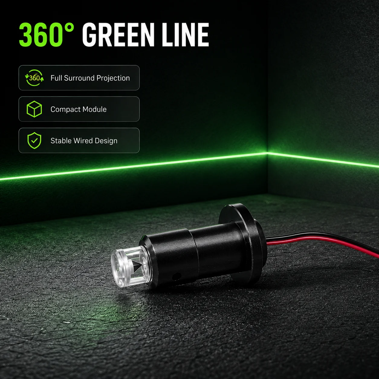 ZhonNa 520nm 360 Degree Green Line Laser Module 35mm Industrial Positioning Tool for Instruments Meter Parts and Accessories Kit