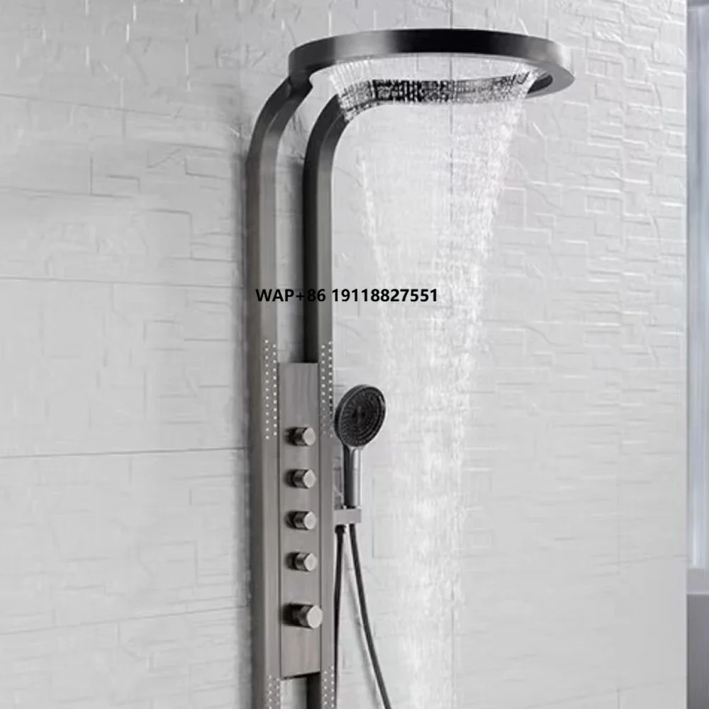 2025 Hot Sale Black Stainless Steel Wall Mounted Modern Shower Panel Bathroom Waterfall Rainfall Ceiling Shower Set