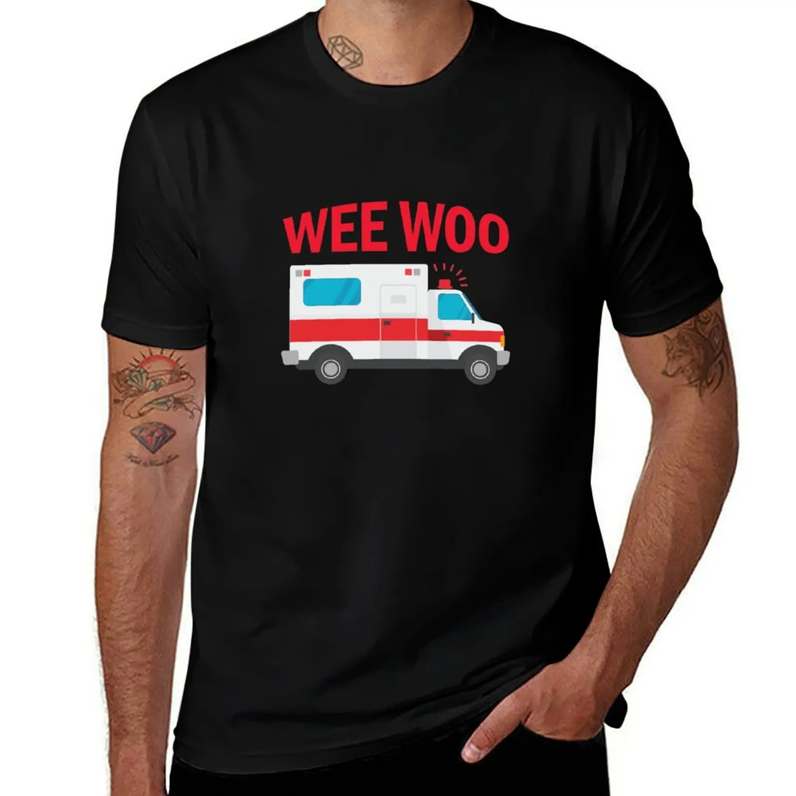 Wee Woo First Responder Funny EMT Medical Ambulance Gear T-Shirt anime clothes oversized graphic tee mens funny t shirts