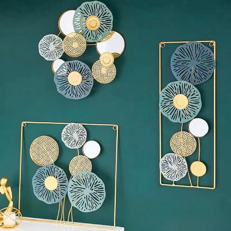 

Modern living room background wall decoration wrought iron wall hanging light luxury creative background wall wrought iron hom