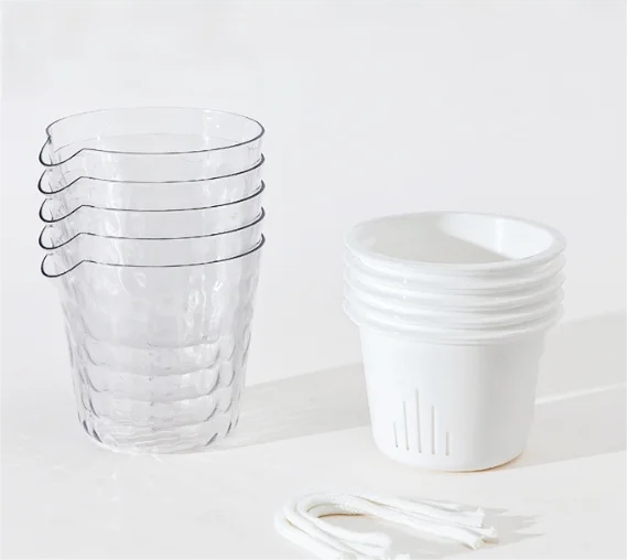 

Glacier Ice Pattern Plastic Transparent Self Watering Planter Pot Hydroponic Glass Like Flower Pot