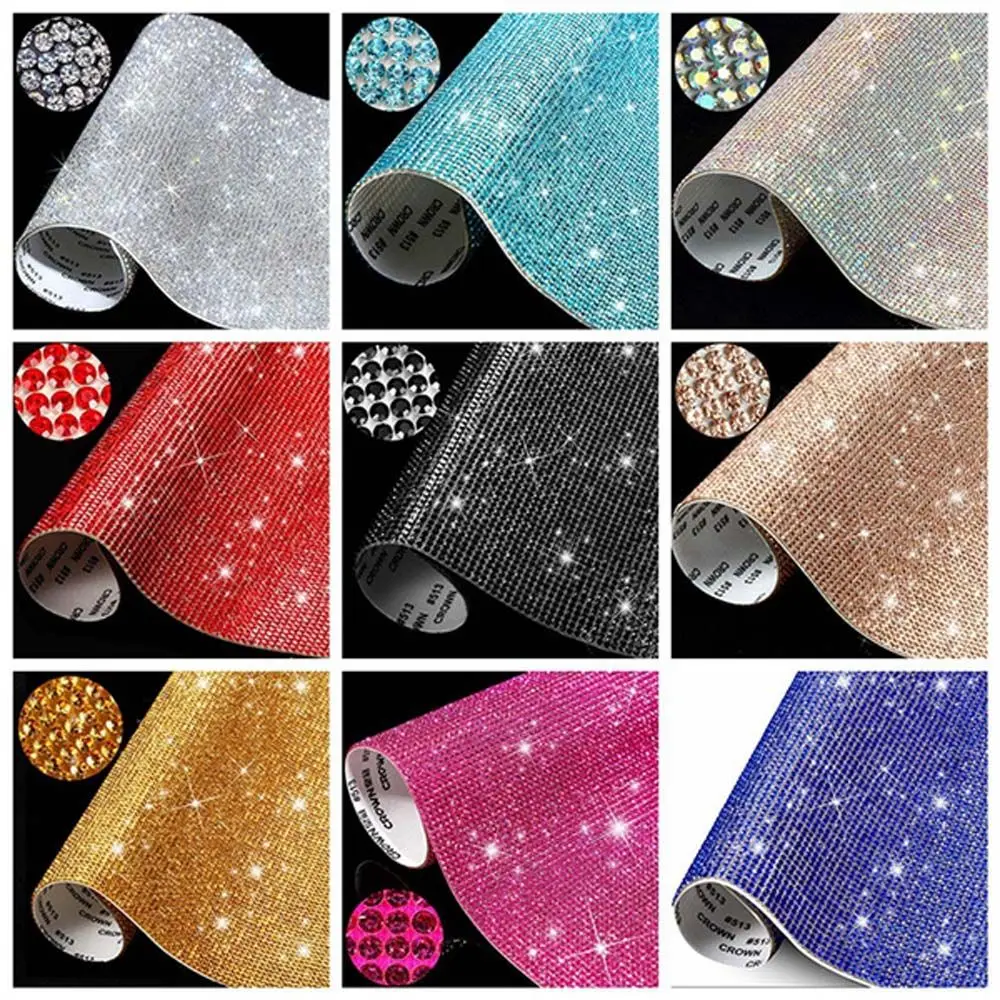 Multicolor Glitter Bling Bling อัญมณีสติกเกอร์คริสตัล Rhinestones สติกเกอร์ของขวัญตกแต่งสติกเกอร์ตกแต่งรถ