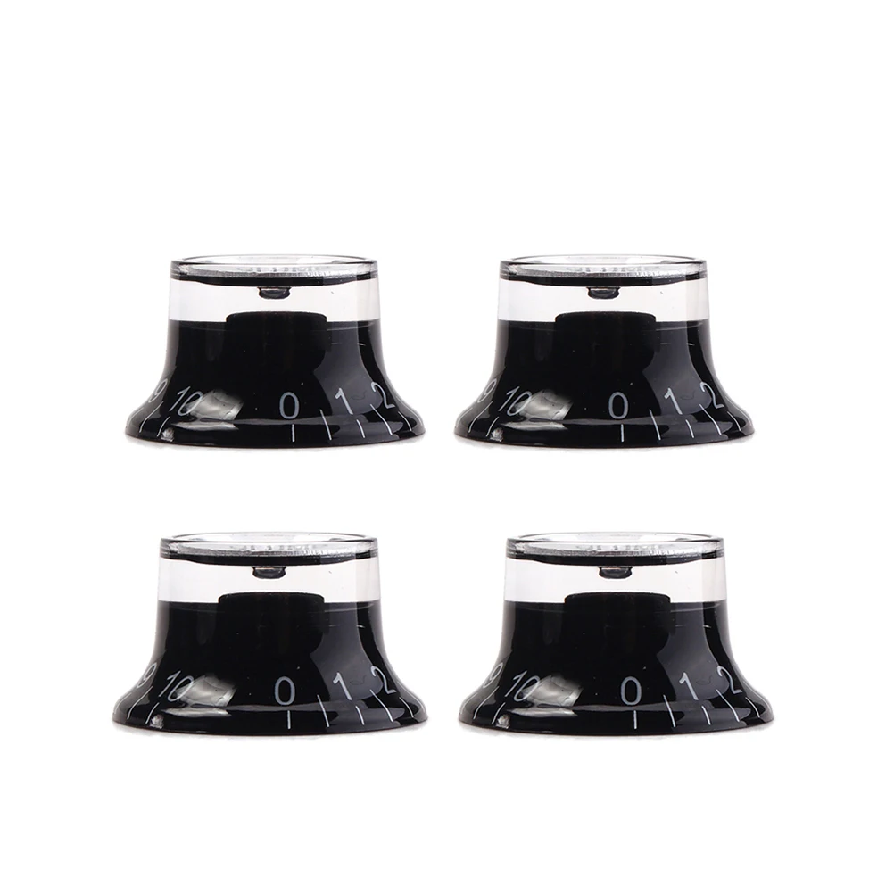 

4 Pcs GD23 Aluminum Acrylic Guitar Control Knob for Electric Bass Guitar with Silver 2 Volumes 2 Tones (Black)